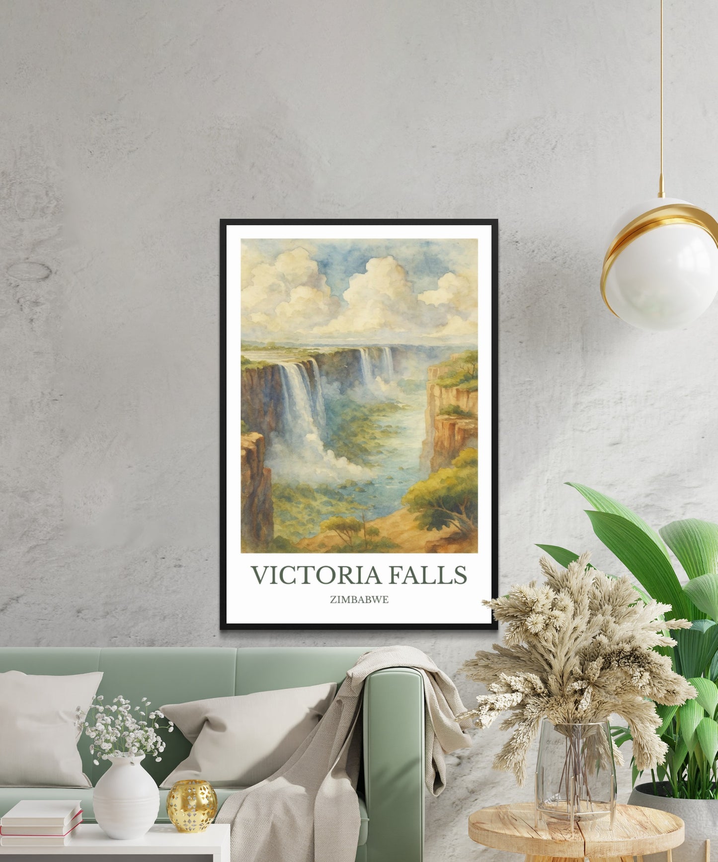 Victoria Falls, Watercolor design poster, Zimbabwe Print, Victoria Falls Wall Art