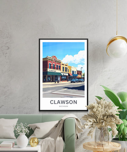 Clawson Travel Poster - Downtown Days – Clawson, MI