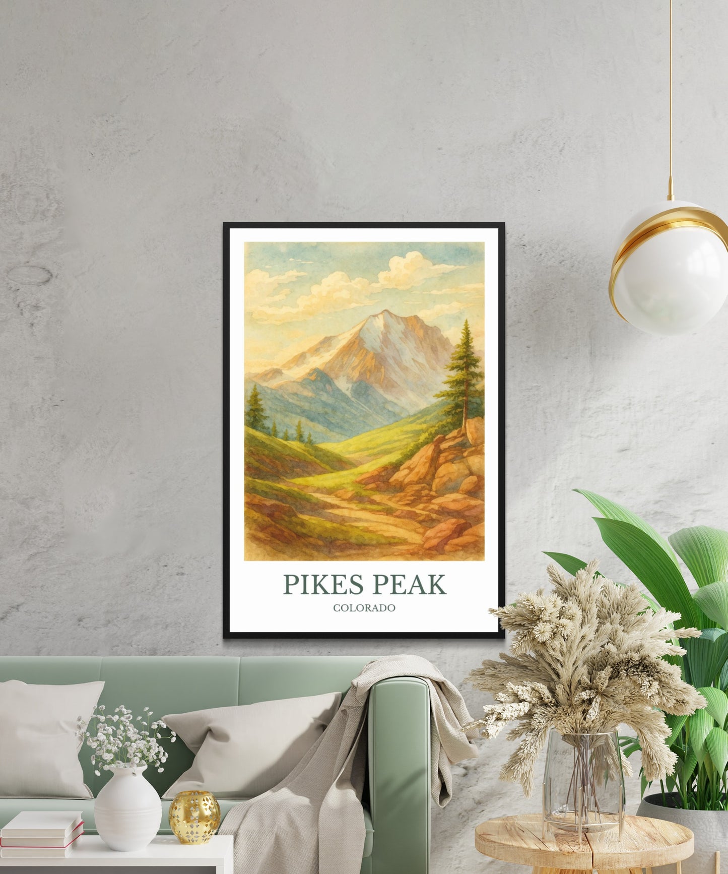 Pikes Peak, Watercolor design poster, Colorado Print, Pikes Peak Wall Art