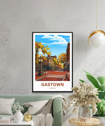 Gastown Travel Poster - Steam Clock Vancouver