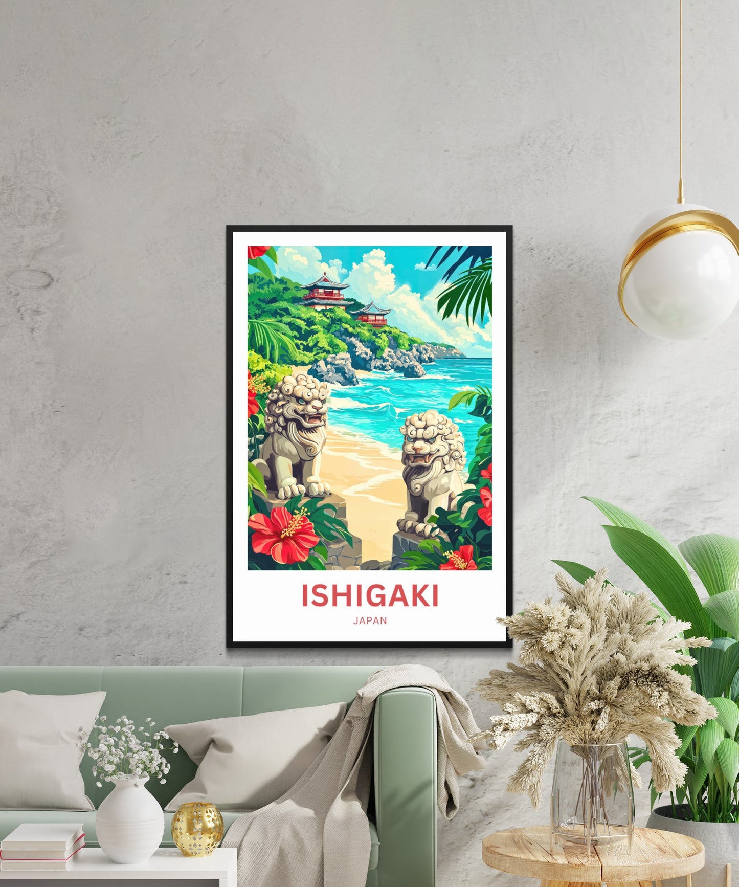 Ishigaki Travel Poster - Temple Cliffs of Ishigaki