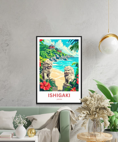 Ishigaki Travel Poster - Temple Cliffs of Ishigaki