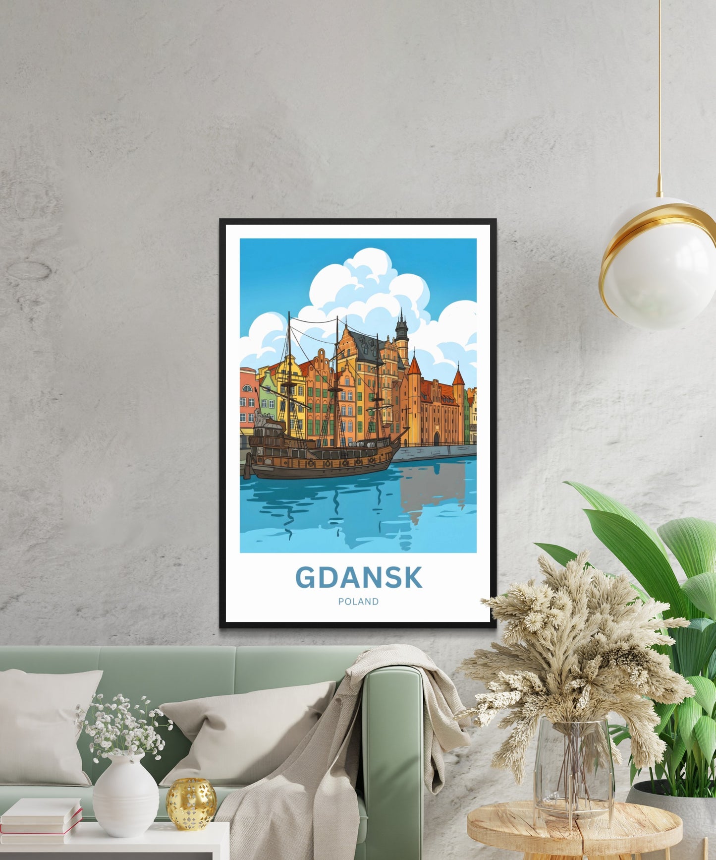 Gdańsk  Travel Poster - Poland Historic Ship