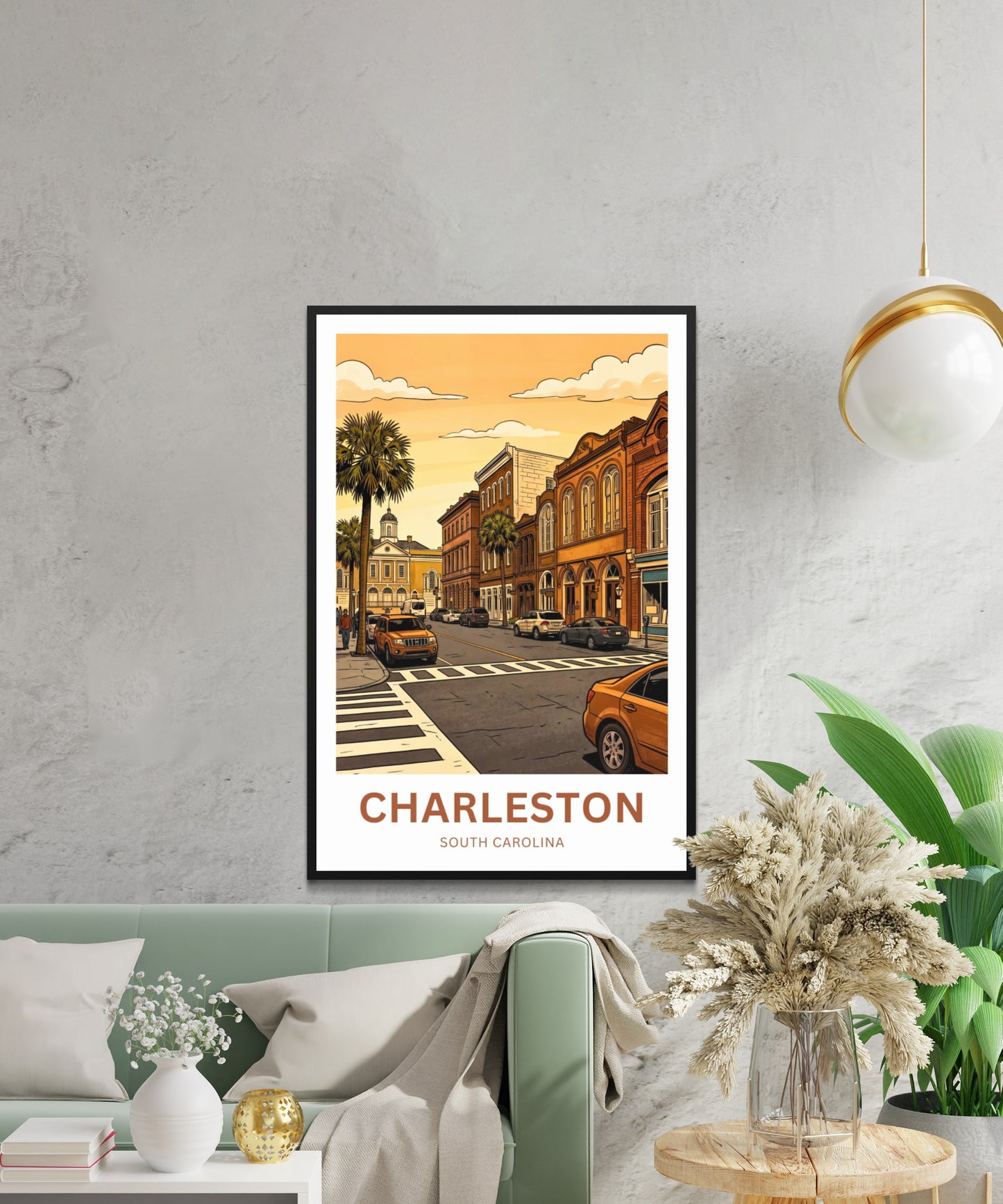 Charleston Historic District Travel Poster - Historic Street Scene