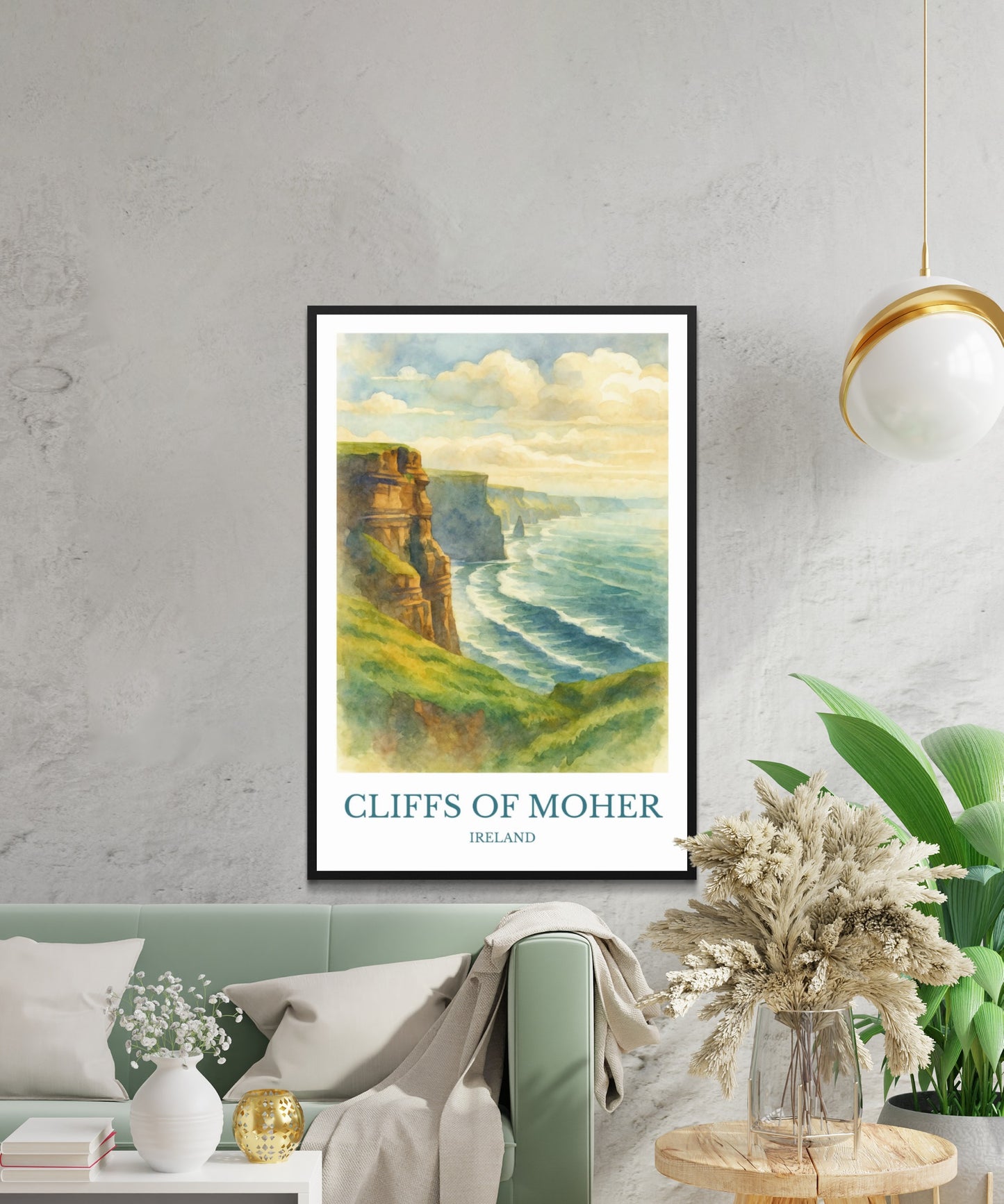 Cliffs of Moher, Watercolor design poster, Ireland Print, Cliffs of Moher Wall Art