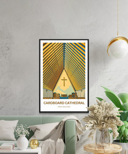 Cardboard Cathedral Travel Poster - Christchurch, New Zealand