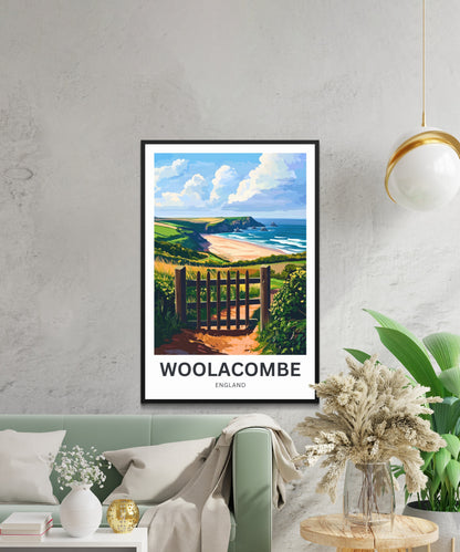 Woolacombe Travel Poster - Sunlit Coastline