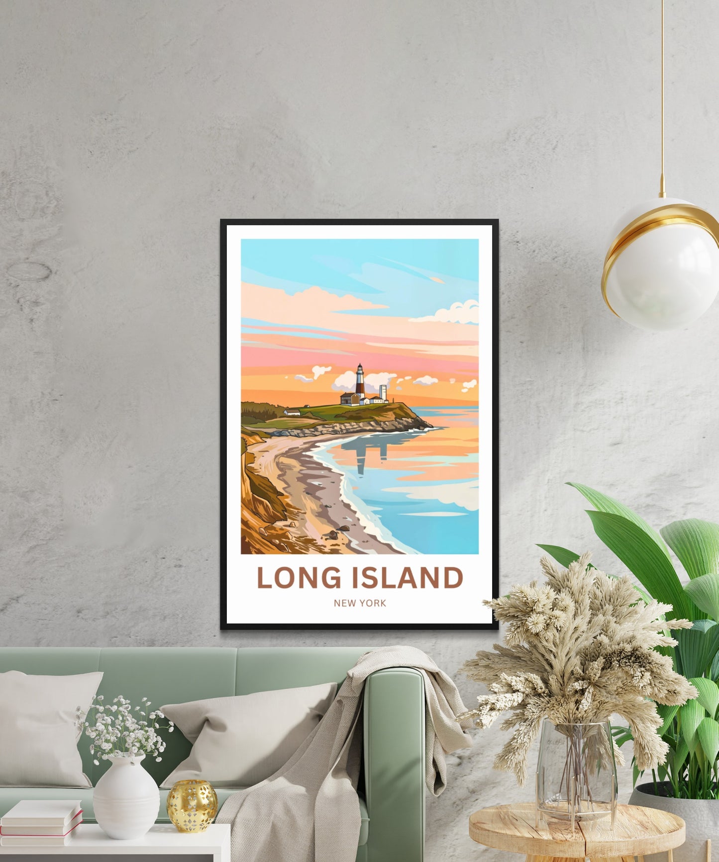 Long Island Travel Poster -  Atlantic Coast Lighthouse