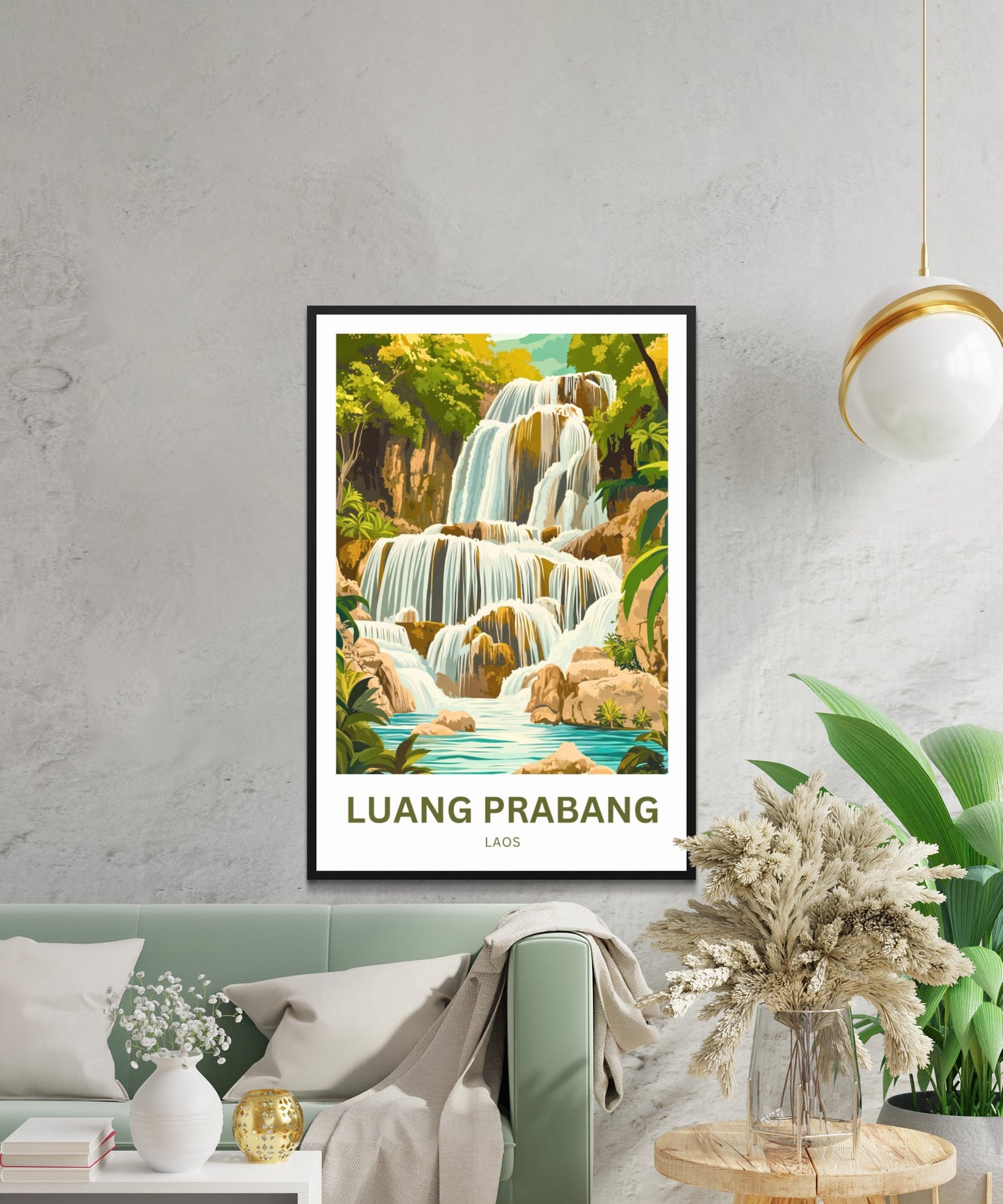 Luang Prabang Travel Poster - Huang Si Falls Laos