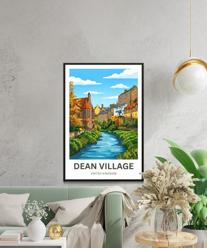 Dean Village Travel Poster - Village by the River