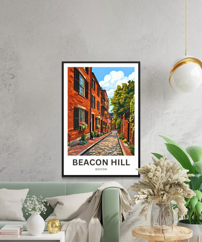 Beacon Hill Travel Poster -  Classic Streets of Boston