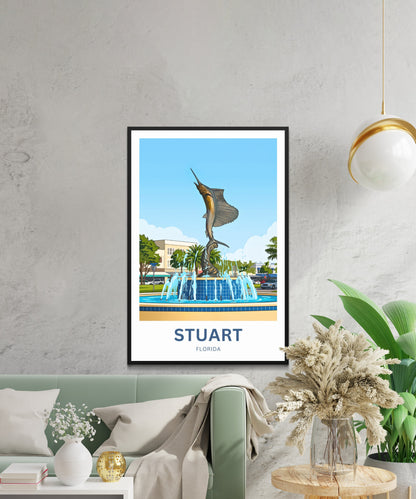 Stuart, Florida  Travel Poster - Where the Sailfish Rises