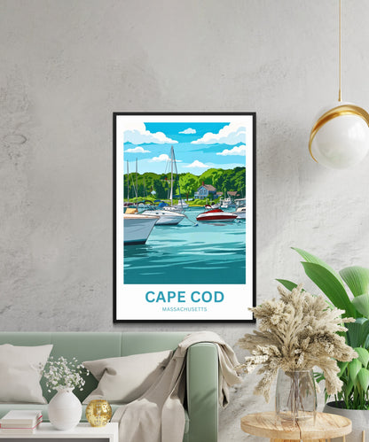 Cape Cod Travel Poster - Coastal Harbor