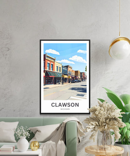 Clawson Travel Poster - Small Town, Big Heart – Michigan