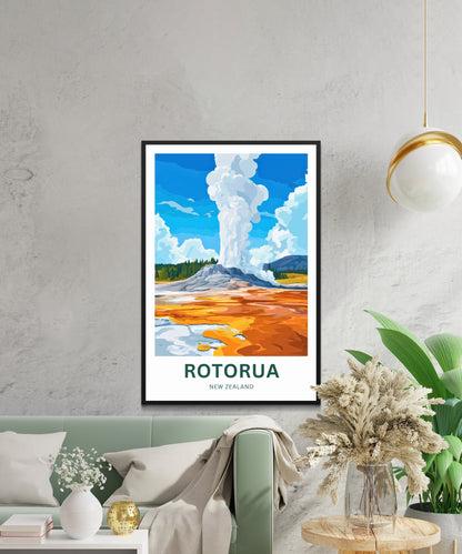 Rotorua Travel Poster - New Zealand’s Thermal Heart