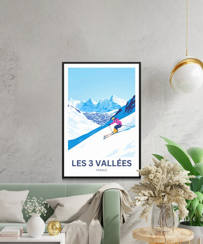 Les 3 Vallées Travel Poster