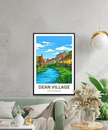 Dean Village Travel Poster - Serene River