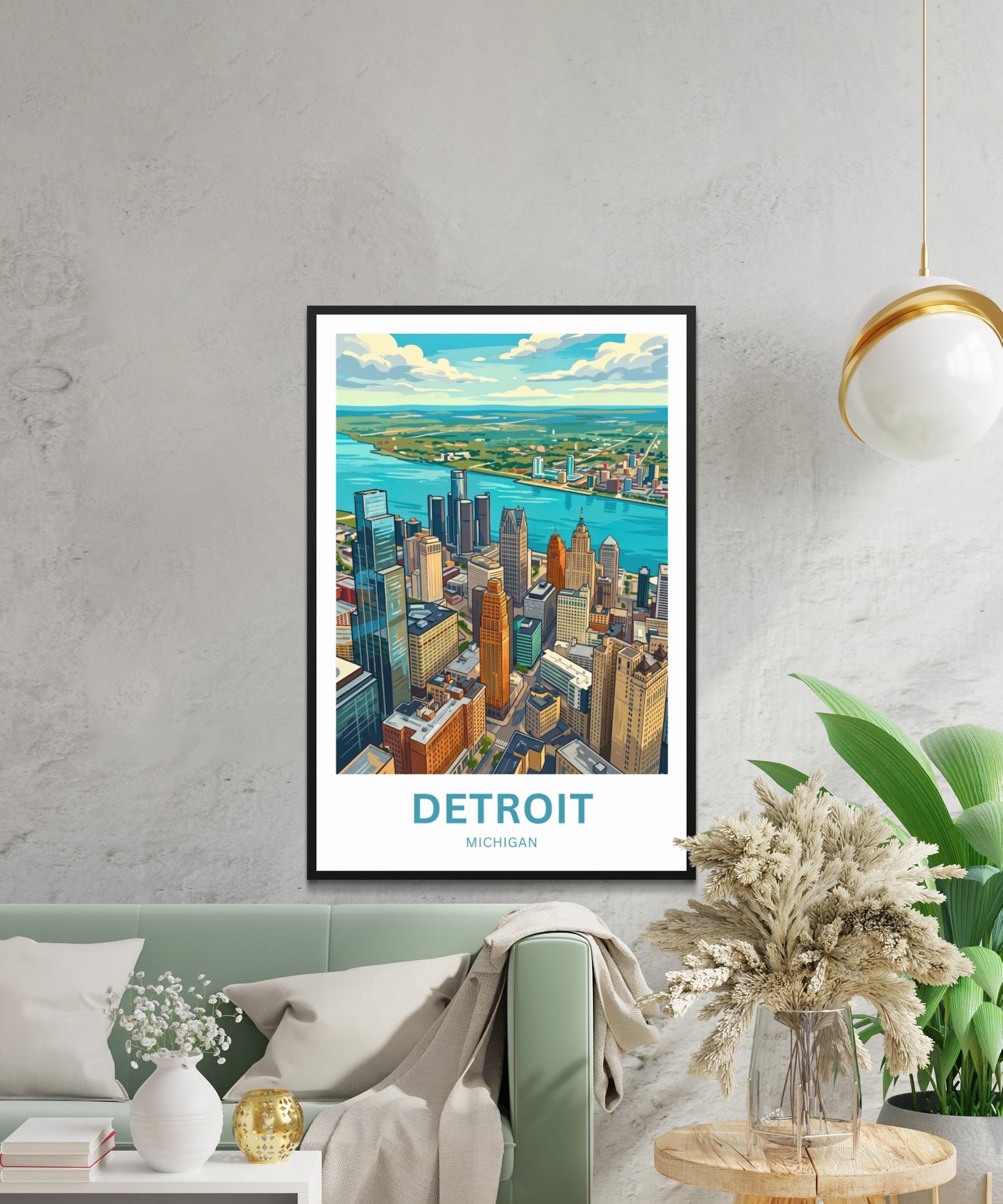 Detroit Travel Poster - Aerial View