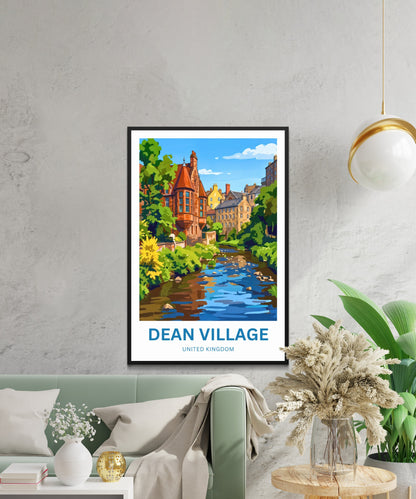 Dean Village Travel Poster - Tranquil Village Escape