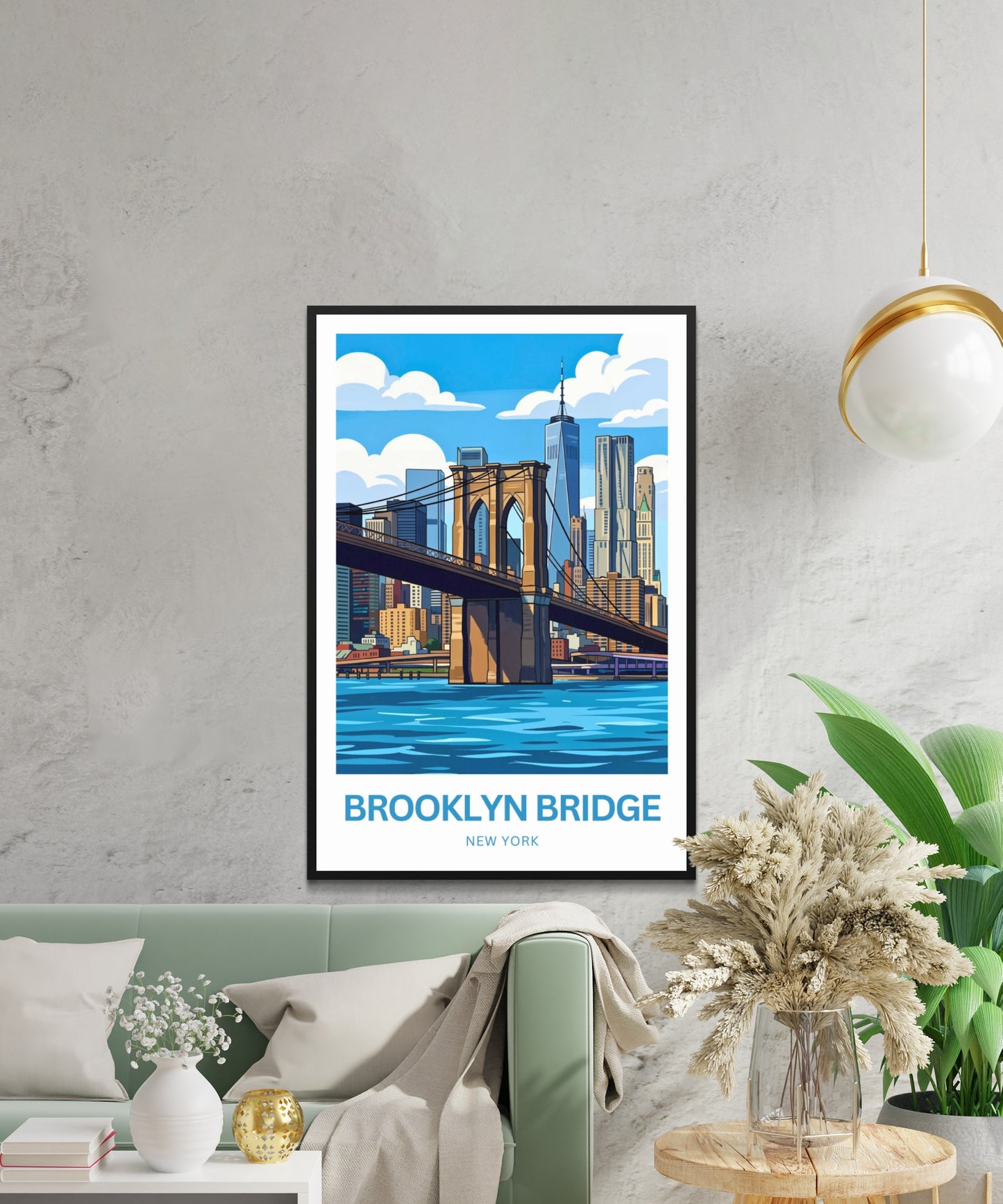 Brooklyn Bridge Travel Poster -  Skyline Over the Bridge