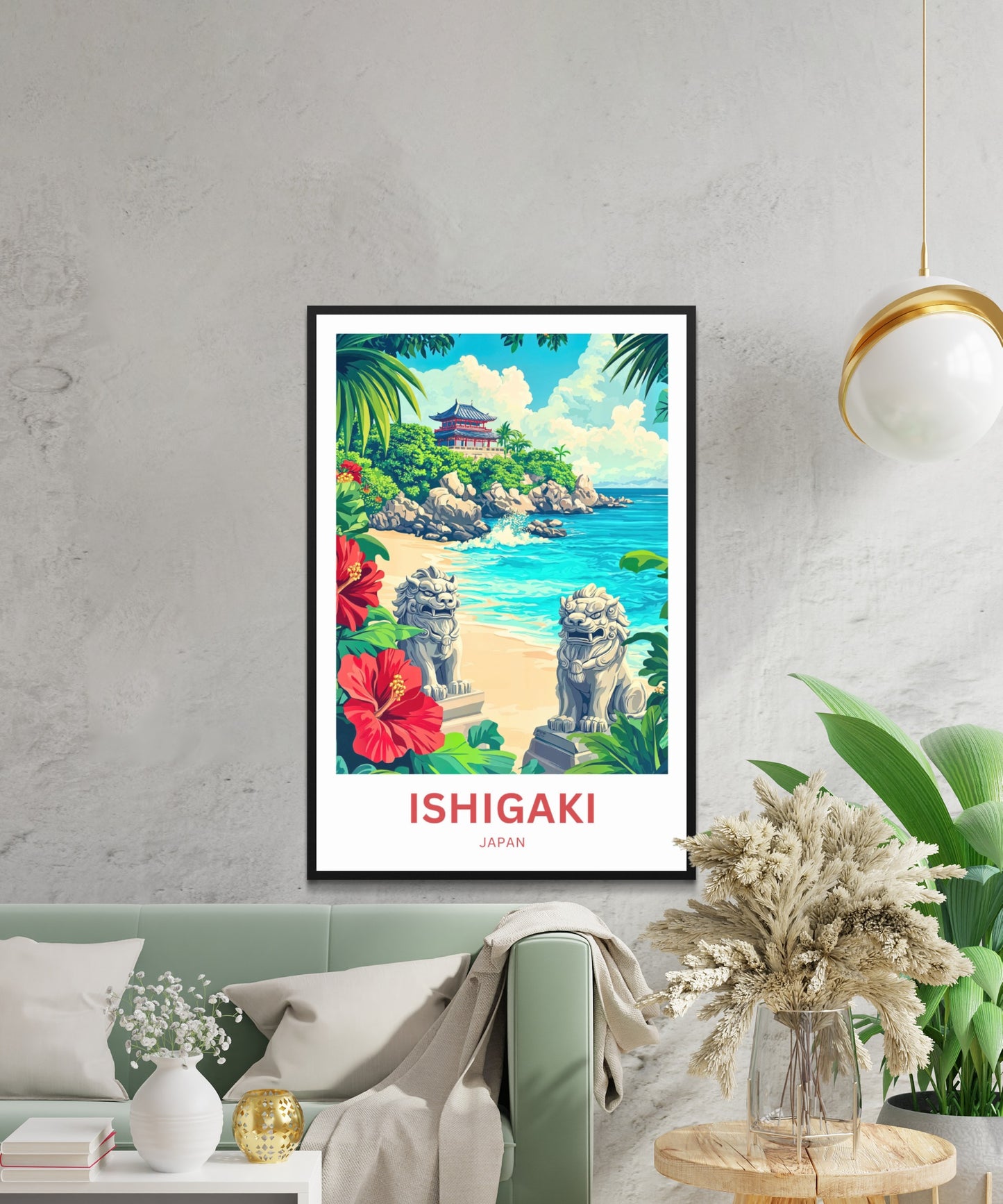 Ishigaki Travel Poster - Ryukyu Guardians on the Beach