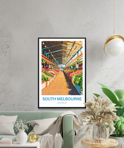 South Melbourne Market Travel Poster  - Explore Melbourne’s Fresh Side