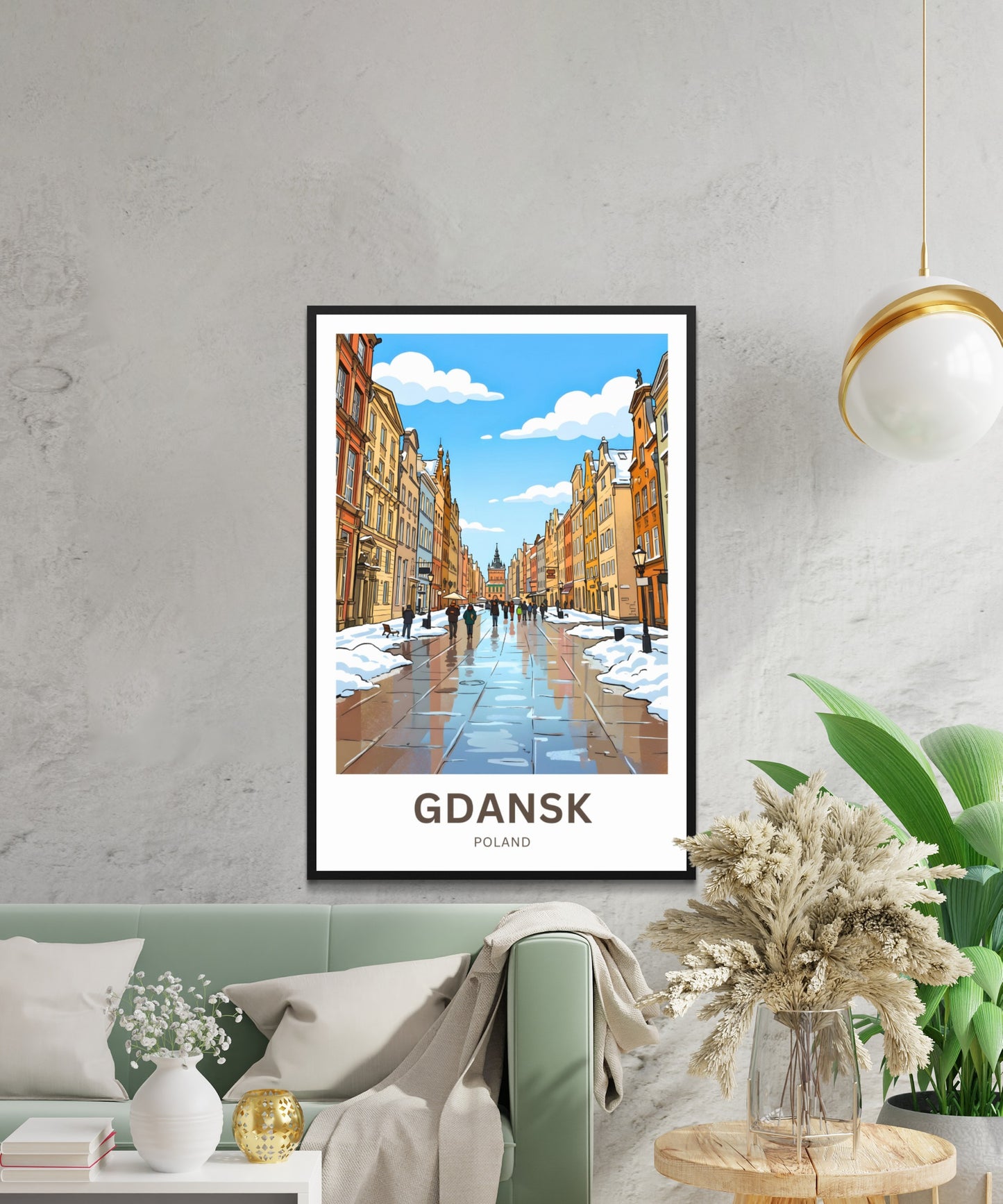 Gdańsk  Travel Poster - Long Winter Street Wanderings