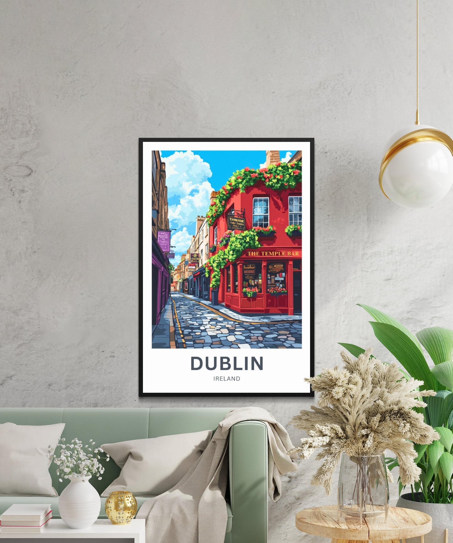 Dublin Travel Poster- Cobbled Charms of Temple Bar