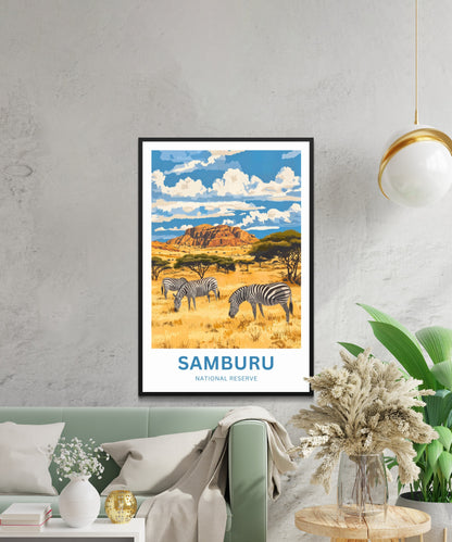 Samburu National Reserve Travel Poster - Grevy's Zebra