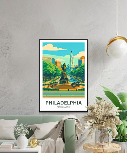 Philadelphia Rocky steps View Travel Poster - City in Pennsylvania