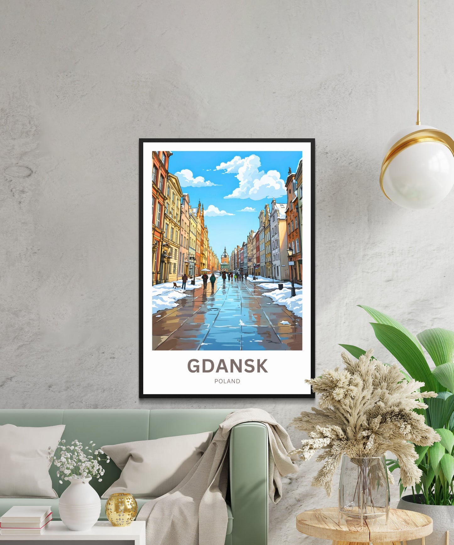 Gdańsk  Travel Poster - Beautiful Winter Street Strolling