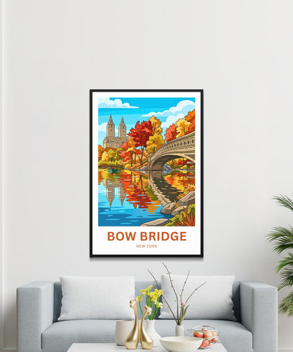 Bow Bridge  Travel Poster - Quiet Beauty in the City