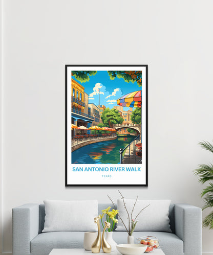 San Antonio River Walk Travel Poster