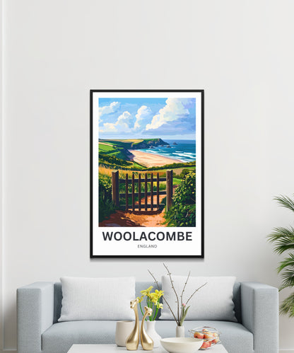 Woolacombe Travel Poster - Sunlit Coastline