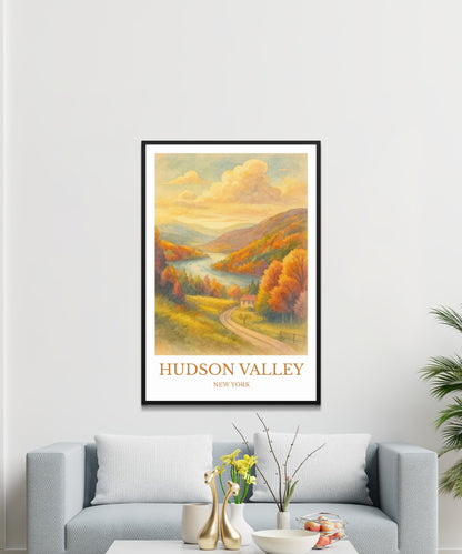Hudson Valley, Watercolor design poster, New York Print, Hudson Valley Wall Art