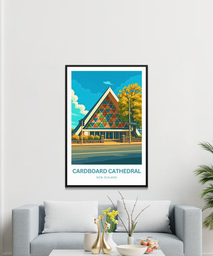 Cardboard Cathedral Travel Poster - Beautiful Iconic Christchurch