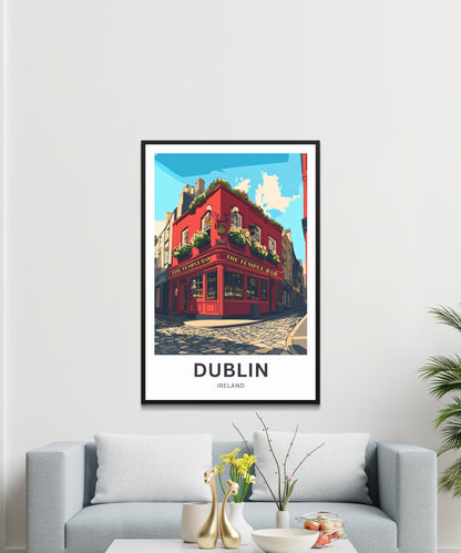 Dublin Travel Poster- The Iconic Temple Bar Ireland