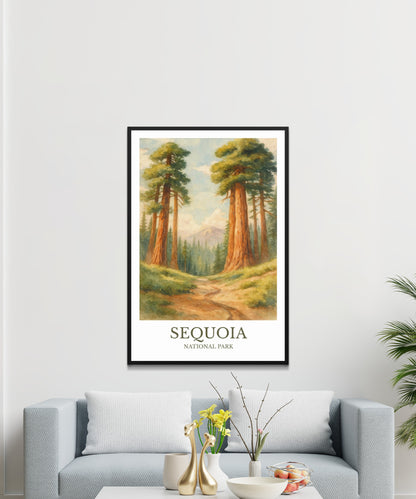 Sequoia National Park, Watercolor design poster, California Print, Sequoia National Park Wall Art
