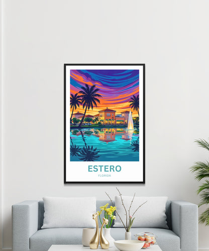 Estero Travel Poster - Relaxing Fountain View