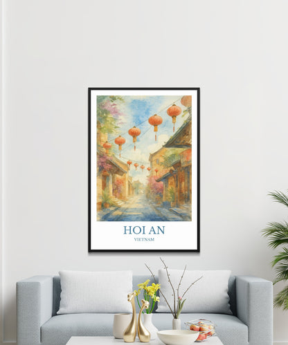 Hoi An, Watercolor design poster, Vietnam Print, Hoi An Wall Art