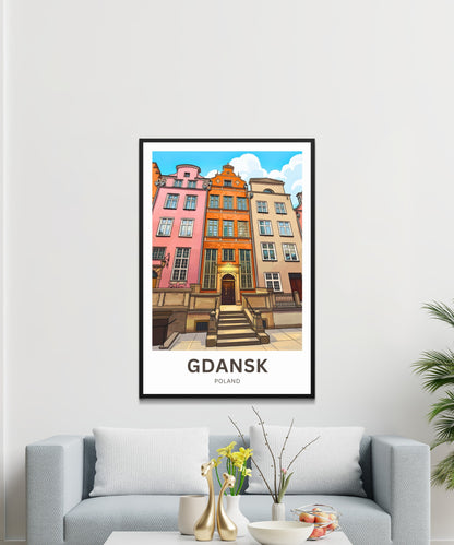 Gdańsk  Travel Poster -Northern Street Colors