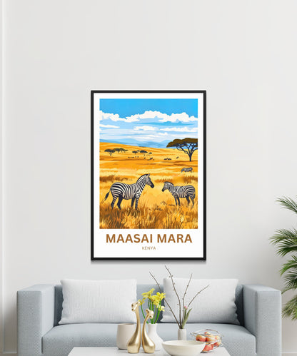 Maasai Mara Travel Poster - Captivating Wildlife in Kenya