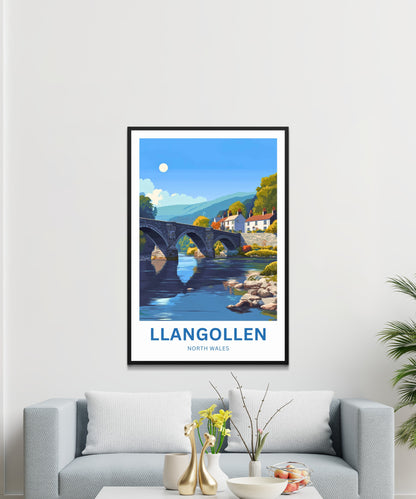 Llangollen Travel Poster - River & Bridgescape