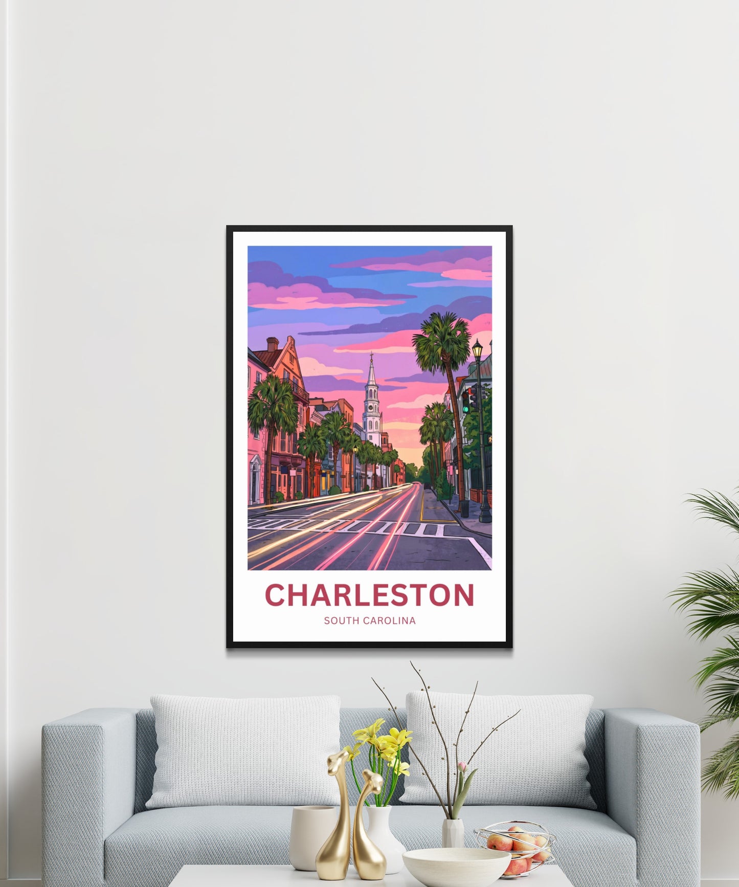 Charleston Historic District Travel Poster - Street Charm