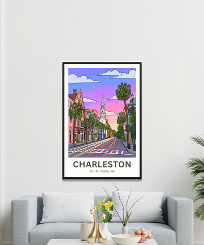 Charleston Historic District Travel Poster - Garden Streets