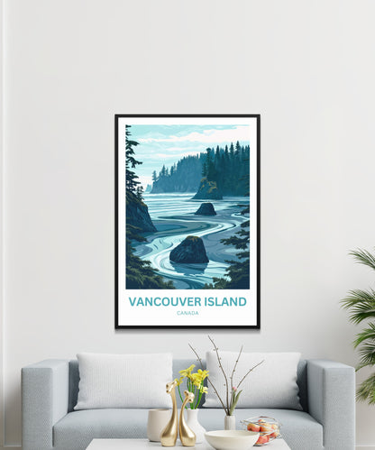 Vancouver Island Travel Poster - Mountains, Mist, and Magic