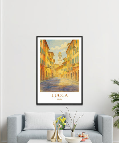 Lucca, Watercolor design poster, Italy Print, Lucca Wall Art