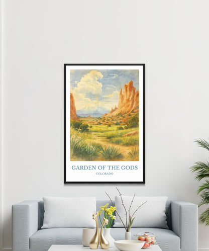 Garden of the Gods, Watercolor design poster, Colorado Print, Garden of the Gods Wall Art