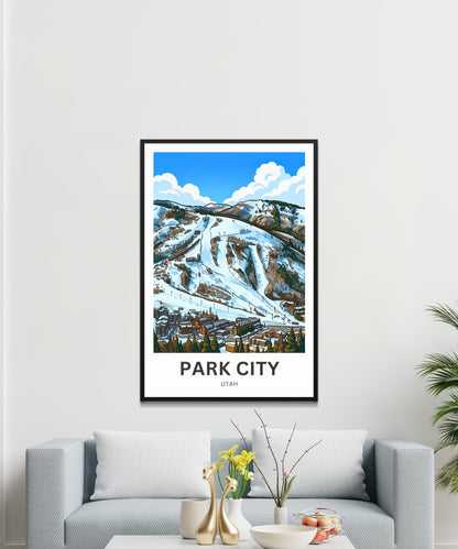 Park City Travel Poster- Snowy Peaks