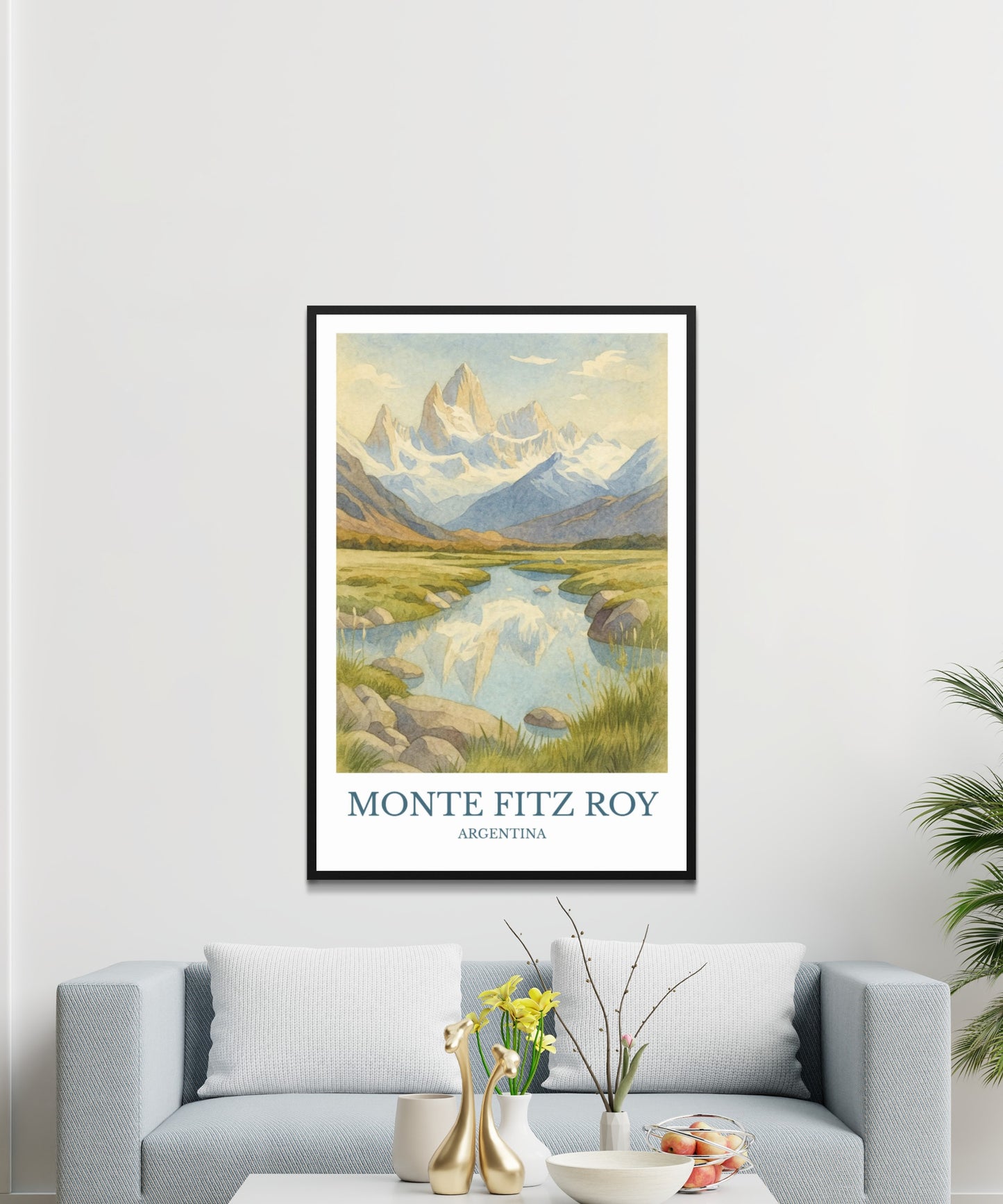 Monte Fitz Roy, Watercolor design poster, Argentina Print, Monte Fitz Roy Wall Art